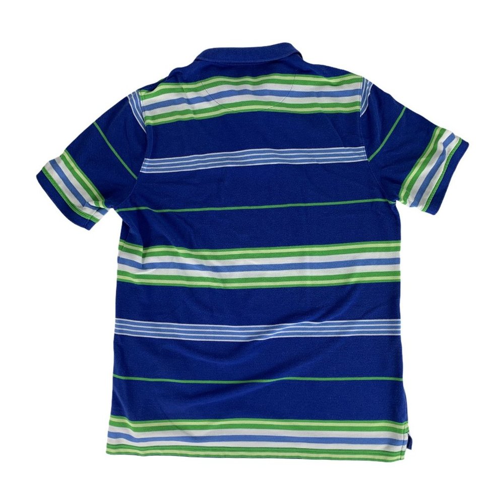 Saddlebred Large Blue Striped Polo Shirt Short Sleeve Easy Care - Picture 2 of 4